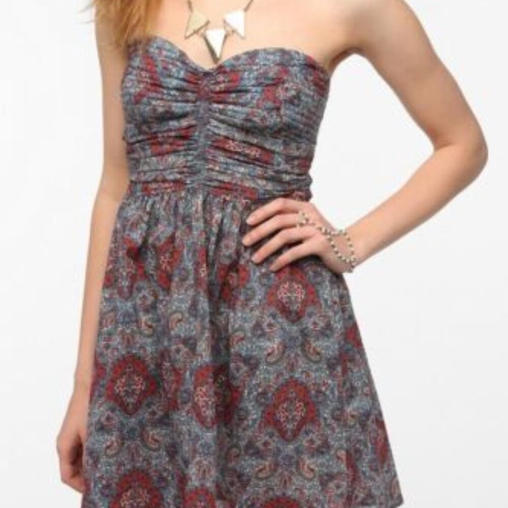 Paisley Boho Mini Dress Strapless - Picture 2 of 8